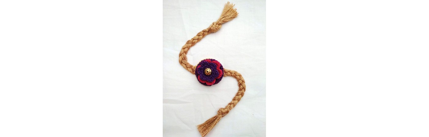 Happy Threads Handcrafted Crochet Raakhi (Brown)